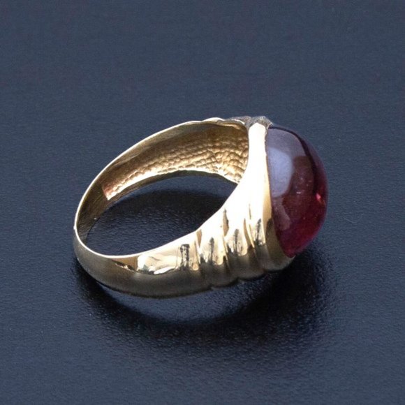 14K Gold Natural Tourmaline Ring, Vintage Custom Made Jewelry, Size 7.25 - Picture 6 of 8